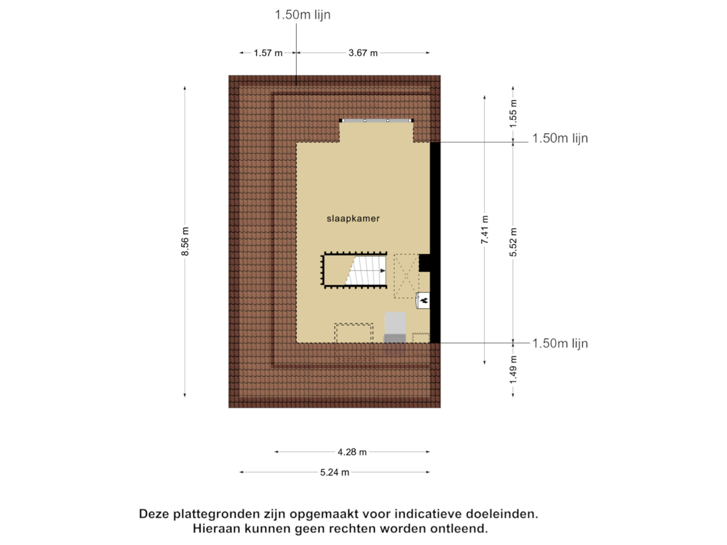 View floorplan of 2e verdieping of Dr. van Campenstraat 3