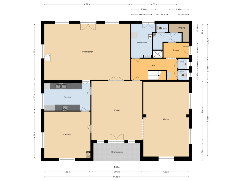 Bekijk plattegrond van Begane grond van Dorpsstraat 44