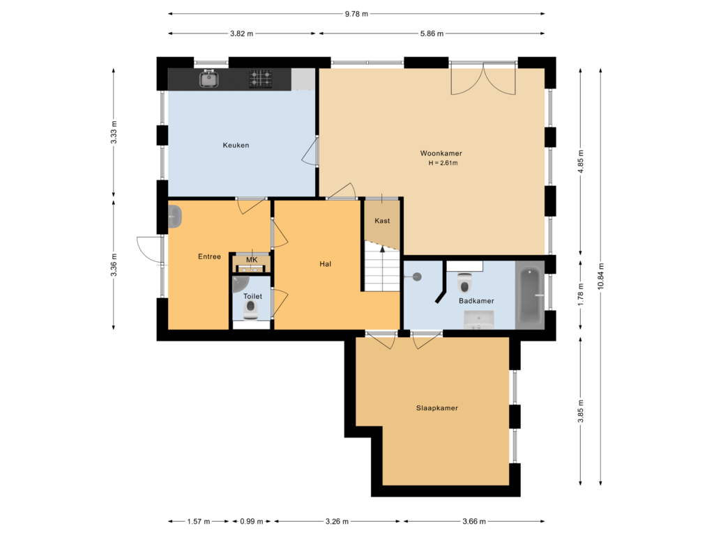 View floorplan of Begane grond of De Dunsborg 6