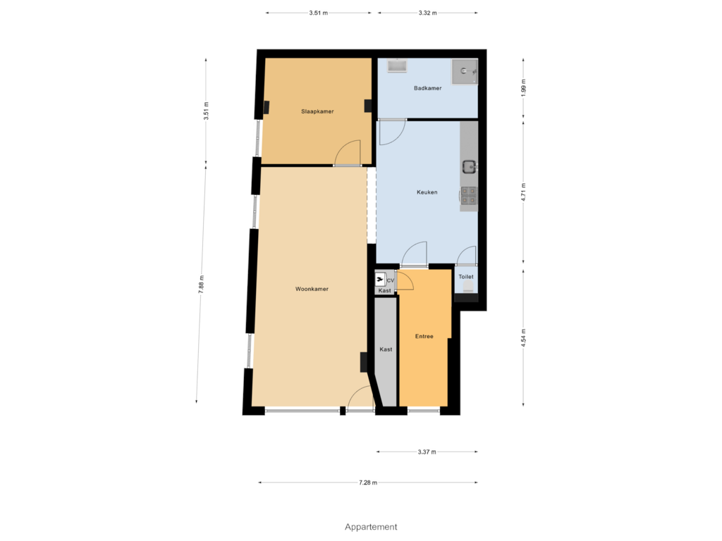 View floorplan of Appartement of Stoofsteeg 22