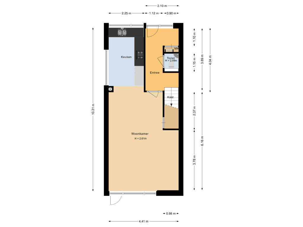 View floorplan of Begane grond of Bommegaerde 74