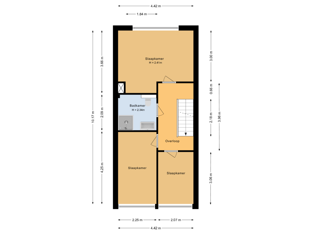 View floorplan of Eerste verdieping of Bommegaerde 74