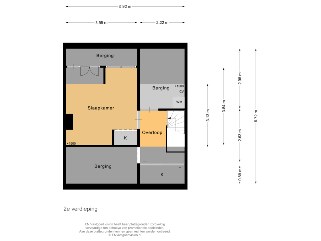 View floorplan of 2e verdieping of Jan Steijnstraat 33