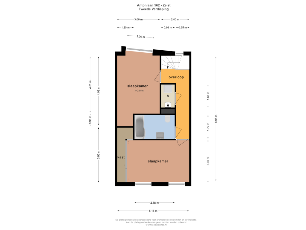 Bekijk plattegrond van TWEEDE VERDIEPING van Antonlaan 562