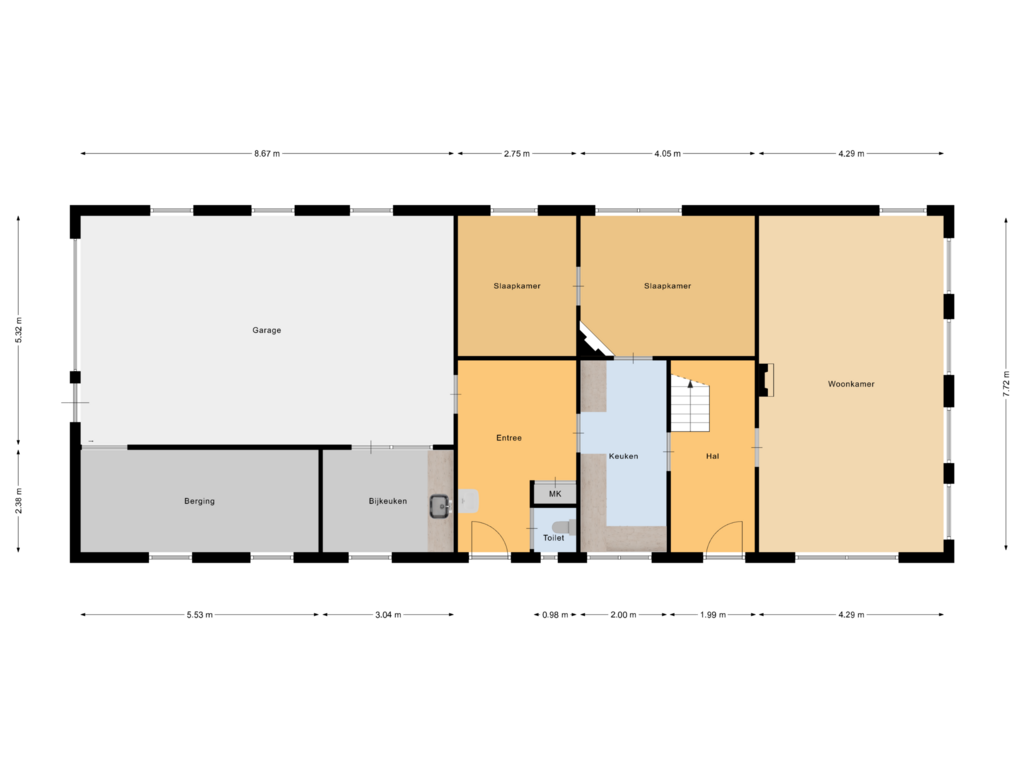 View floorplan of Begane grond of Korteraarseweg 92