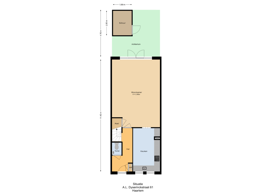 View floorplan of Situatie of A.L. Dyserinckstraat 61