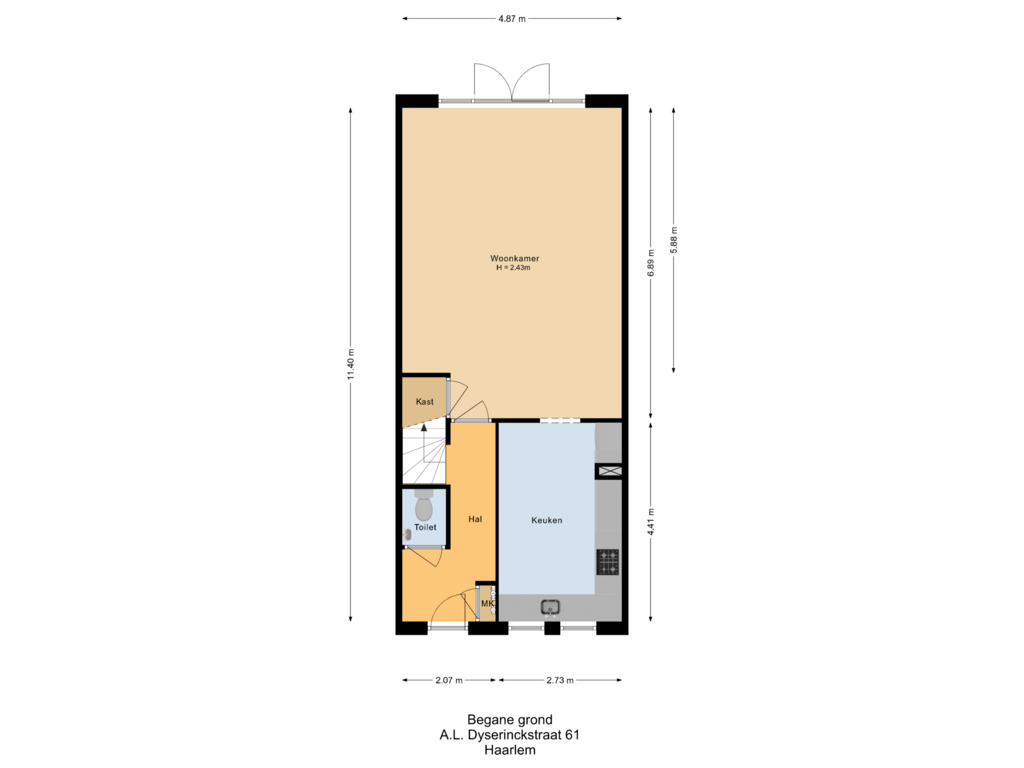 View floorplan of Begane grond of A.L. Dyserinckstraat 61