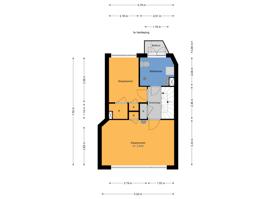 Bekijk plattegrond van 1e Verdieping van Bergmannstraat 20