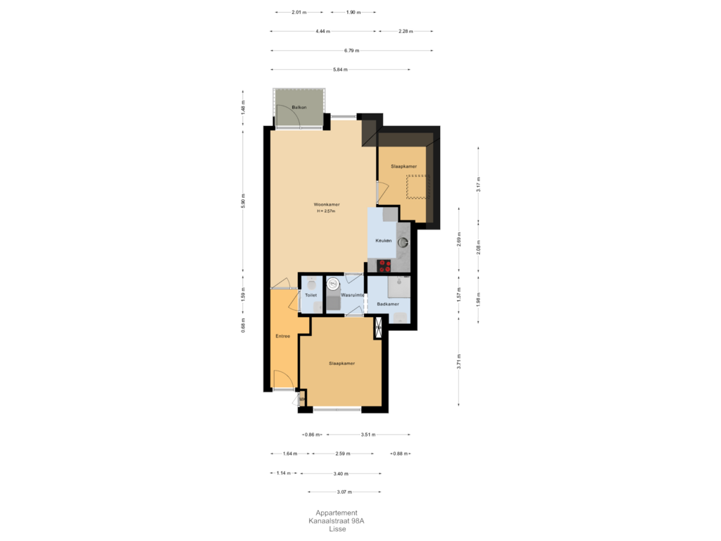 View floorplan of Appartement of Kanaalstraat 98-A