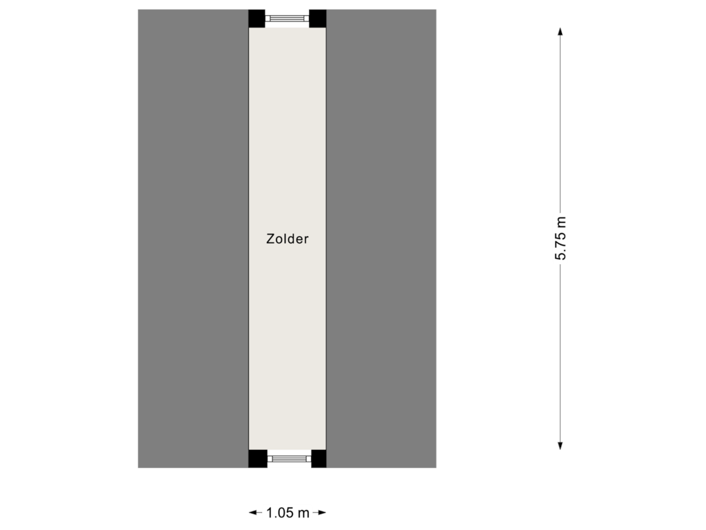 View floorplan of Tweede verdieping of Rozemarijnsteeg 6-B