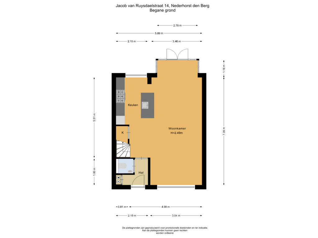 Bekijk plattegrond van Begane grond van Jacob van Ruysdaelstraat 14