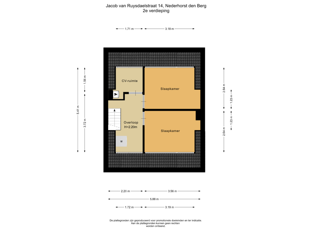 Bekijk plattegrond van 2e verdieping van Jacob van Ruysdaelstraat 14