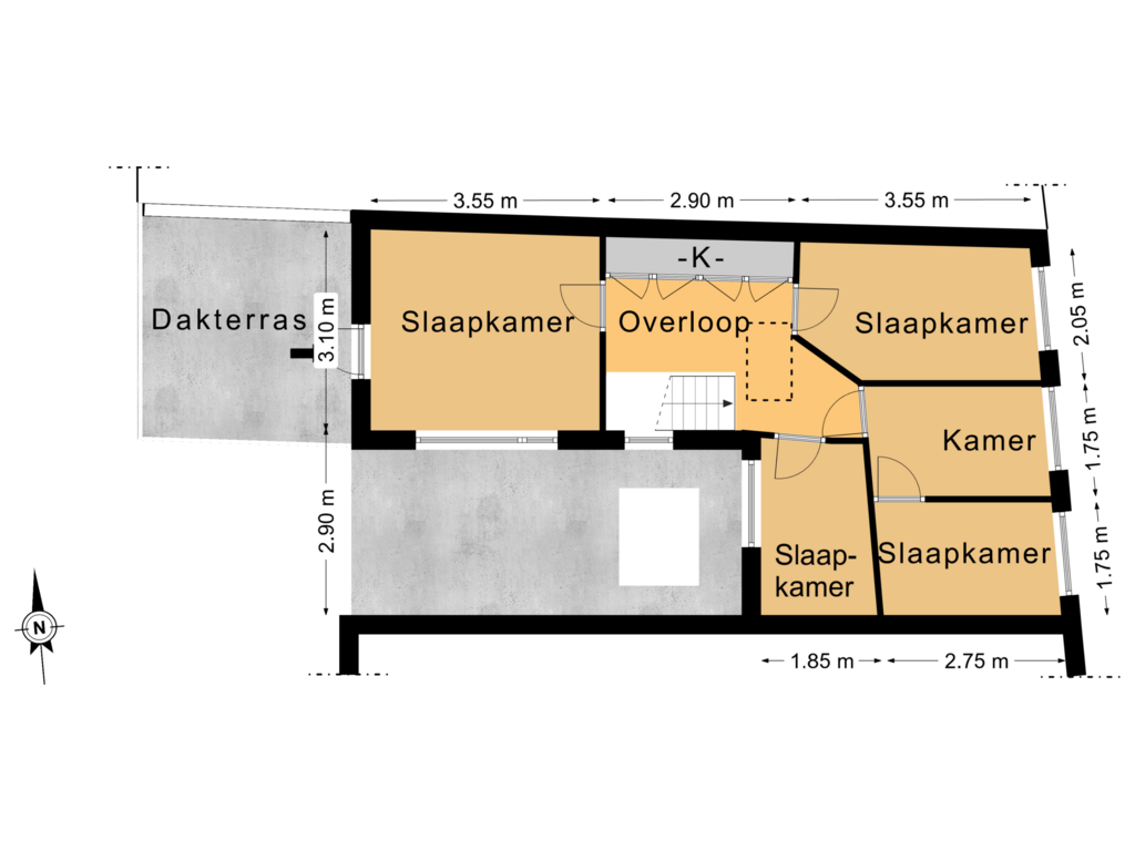 View floorplan of 2e Verdieping of Legeweg 37