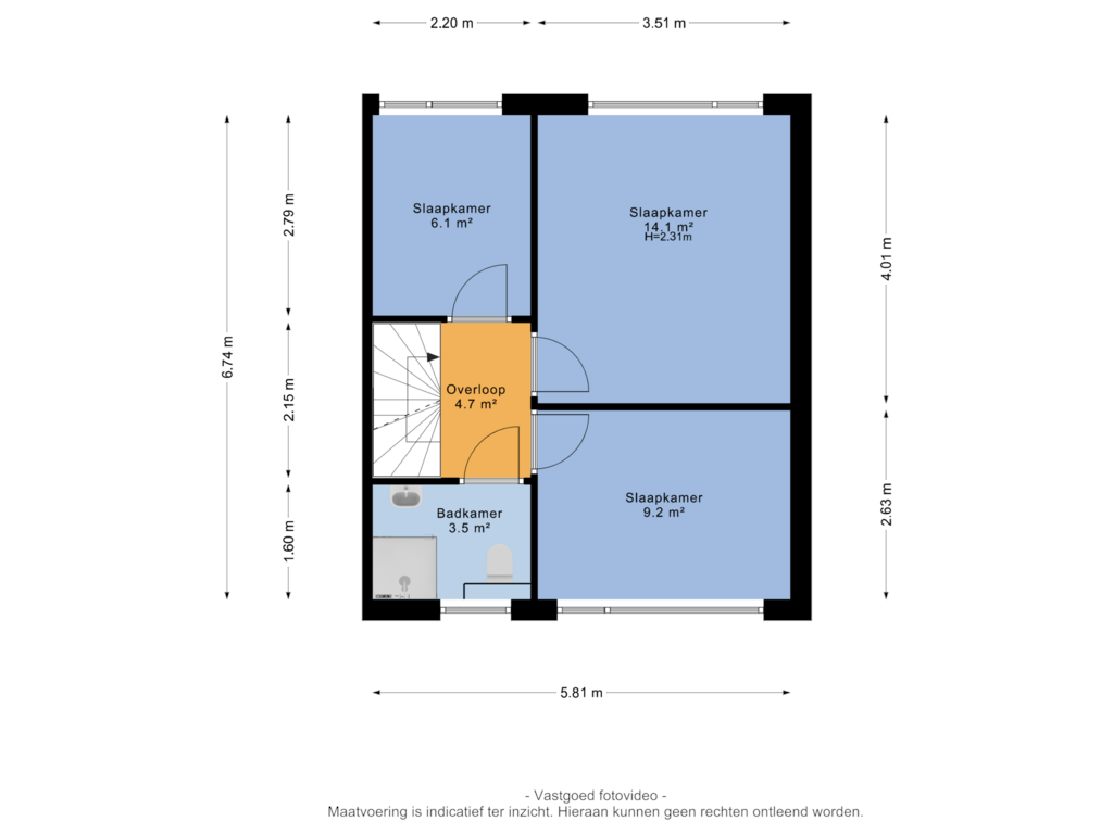 View floorplan of 1e verdieping of Johan Willem Frisolaan 2