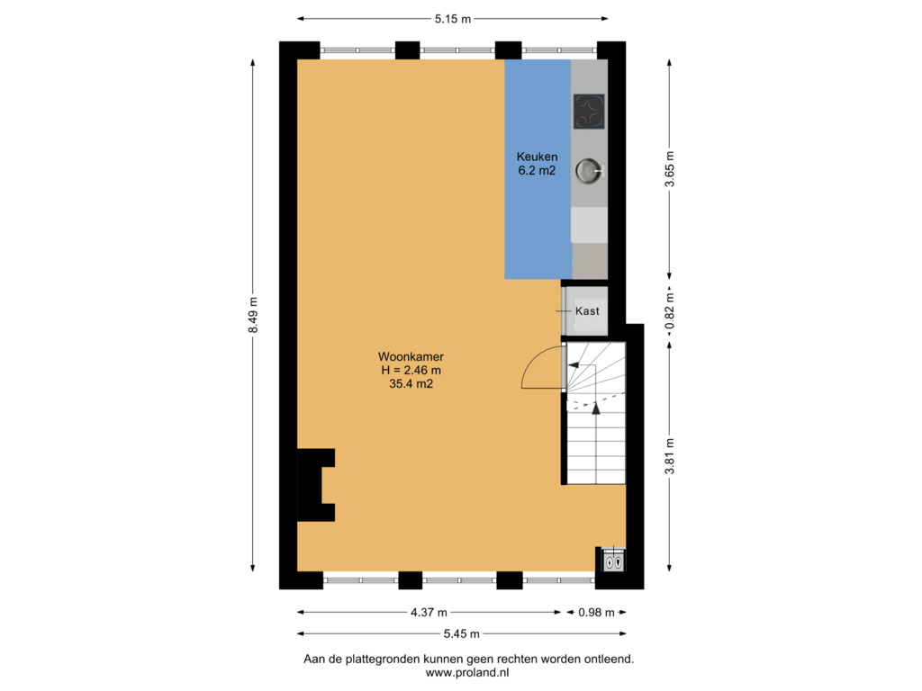 View floorplan of 1e Verdieping of Jacob van Lennepkade 44-3