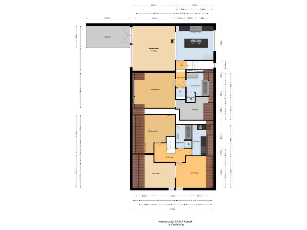 Bekijk plattegrond van 1e Verdieping van Hessenstraat 24