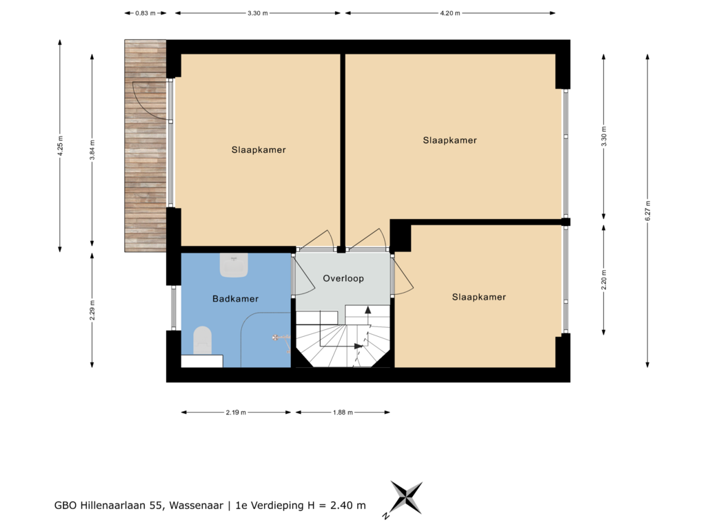 View floorplan of 1e Verdieping of Hillenaarlaan 55