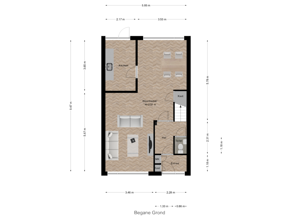 Bekijk plattegrond van Begane Grond van Botreep 88