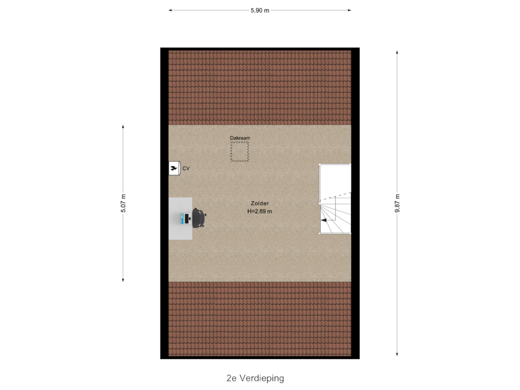 Bekijk plattegrond van 2e Verdieping van Botreep 88