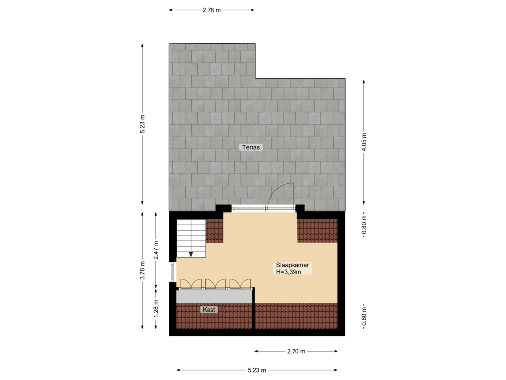 Bekijk plattegrond van 2e verdieping van St.-Bonifaciusstraat 13-BS