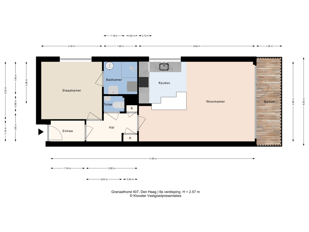 Bekijk plattegrond van 6e verdieping van Granaathorst 407