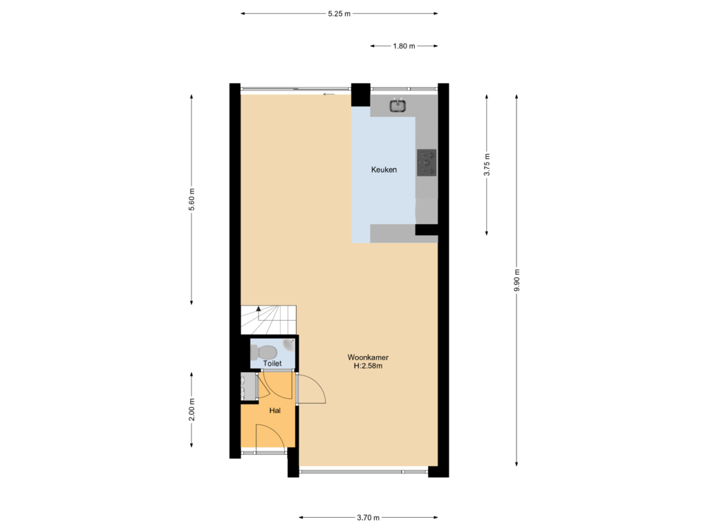 Bekijk plattegrond van Begane grond van Elsa Brändströmstraat 202