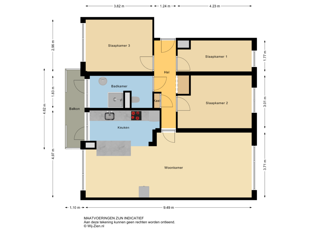 Bekijk plattegrond van Appartement van Mendelssohnplein 34-A