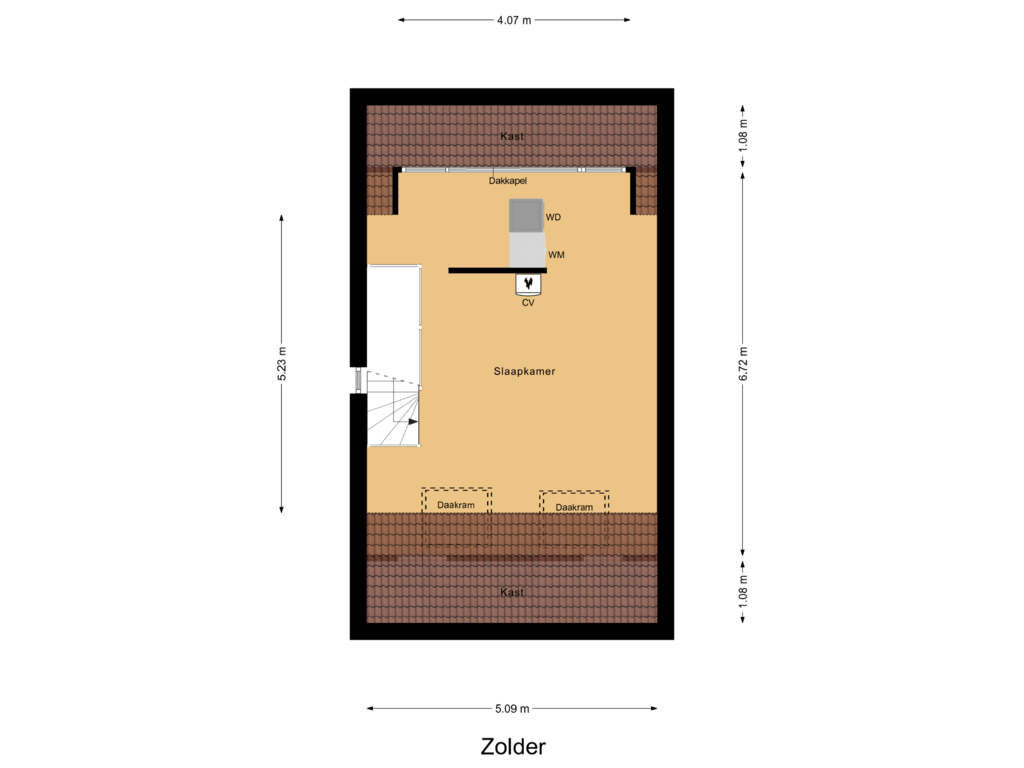 Bekijk plattegrond van Zolder van Kleermakersgilde 18