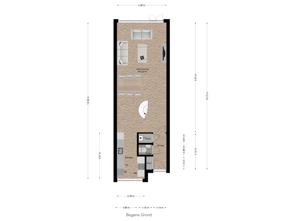 Bekijk plattegrond van Begane Grond van Kaar 30