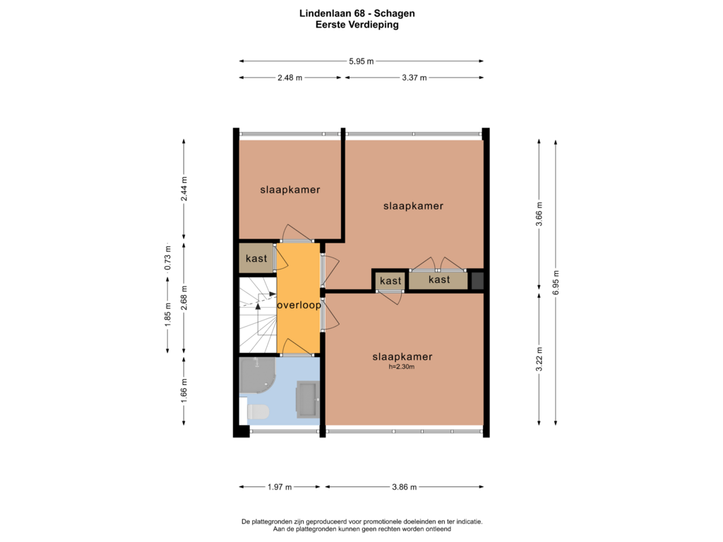 Bekijk plattegrond van EERSTE VERDIEPING van Lindenlaan 68