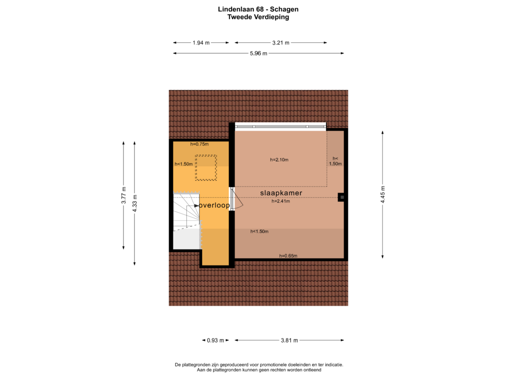 Bekijk plattegrond van TWEEDE VERDIEPING van Lindenlaan 68