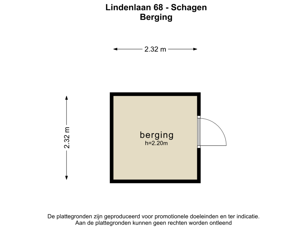 Bekijk plattegrond van BERGING van Lindenlaan 68