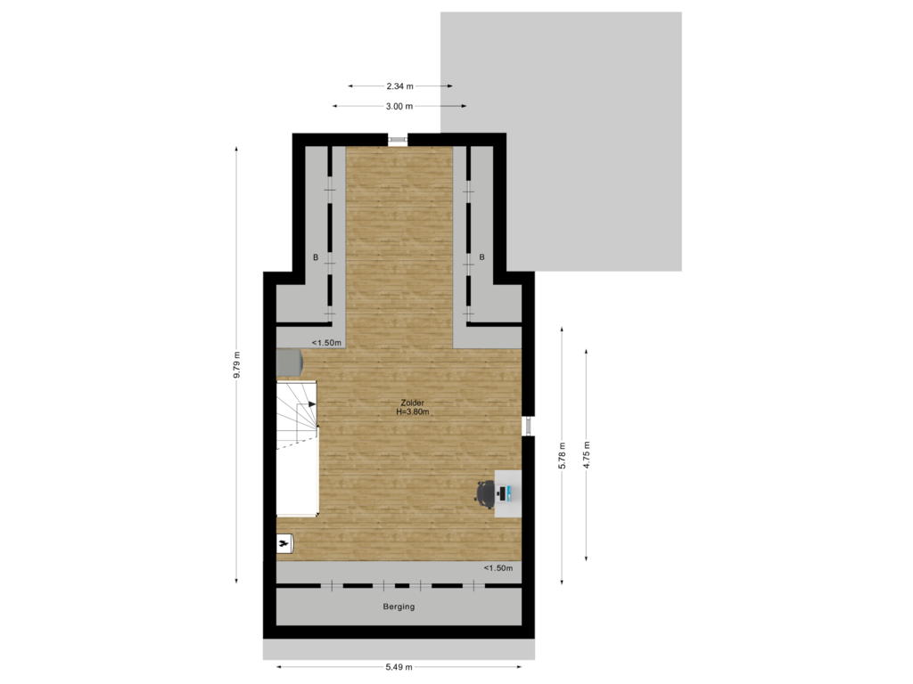 Bekijk plattegrond van Tweede Verdieping van Pastoor van Ervenstraat 49