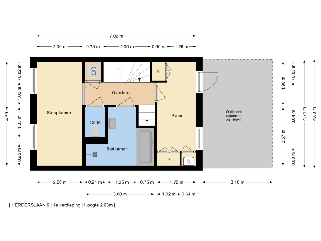 View floorplan of 1e Verdieping of Herderslaan 9