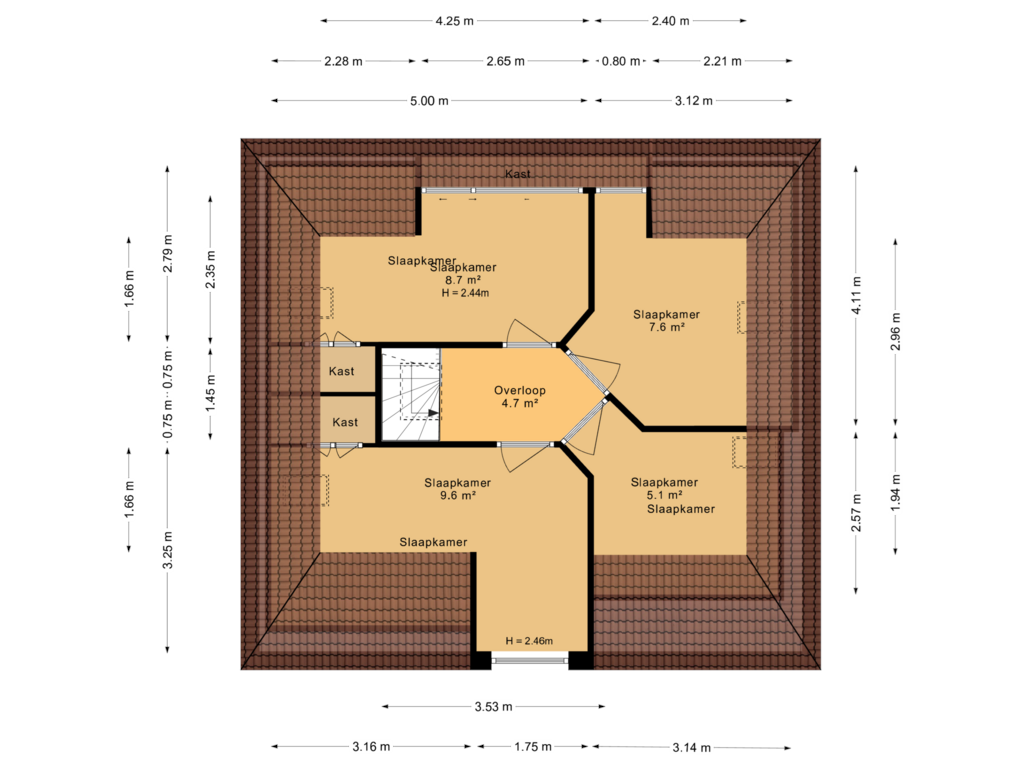 View floorplan of 1e verdieping of Jeltingalaan 46