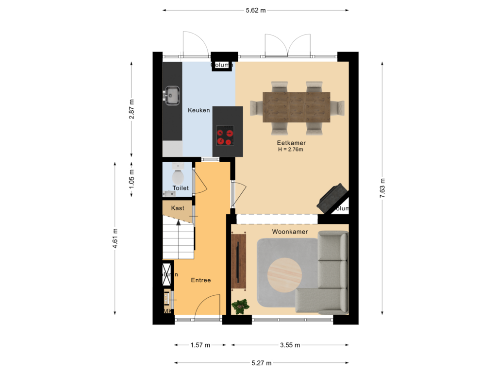 Bekijk plattegrond van Begane grond van Veersesingel 41