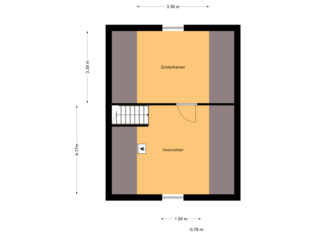 Bekijk plattegrond van Tweede verdieping van Loeffendijk 12