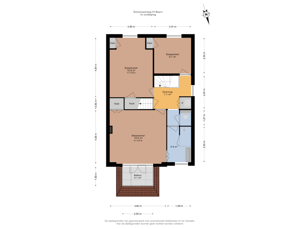 Bekijk plattegrond van 1e verdieping van Eemnesserweg 51