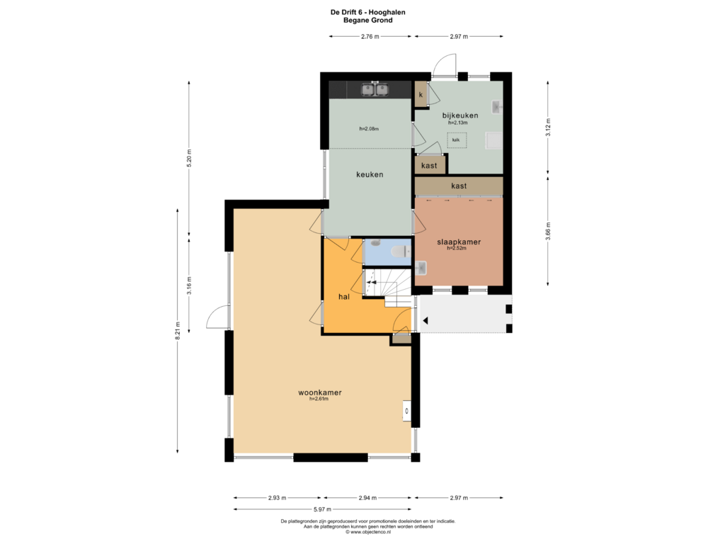 Bekijk plattegrond van BEGANE GROND van De Drift 6