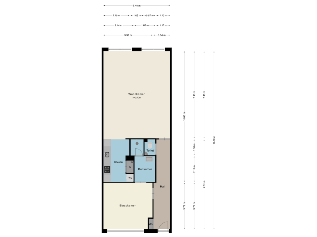 Bekijk plattegrond van Appartement van De Opkamer 3