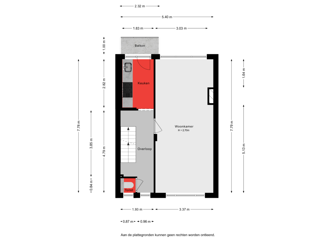 View floorplan of 1e verdieping of Standhasenstraat 91