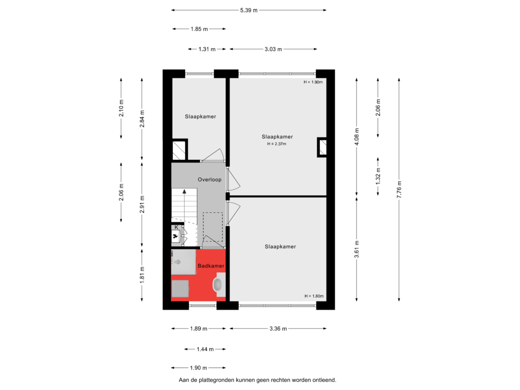 View floorplan of 2e verdieping of Standhasenstraat 91