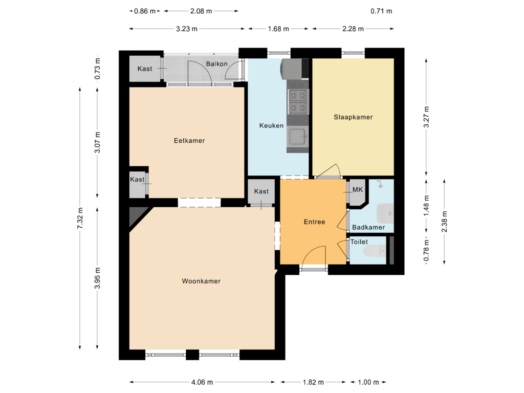 View floorplan of Appartement of Cronjéstraat 84