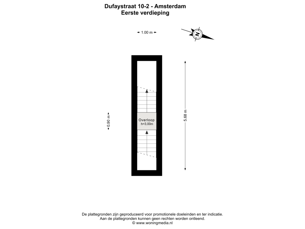 View floorplan of Eerste verdieping of Dufaystraat 10-2