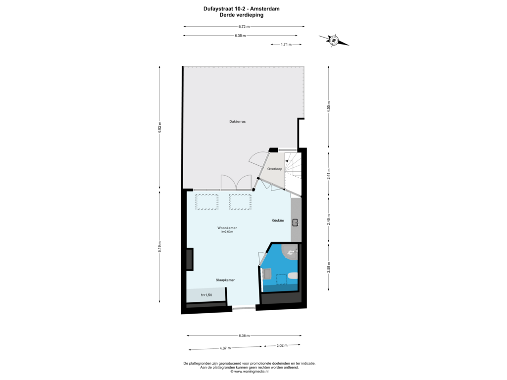 View floorplan of Vijfde verdieping of Dufaystraat 10-2