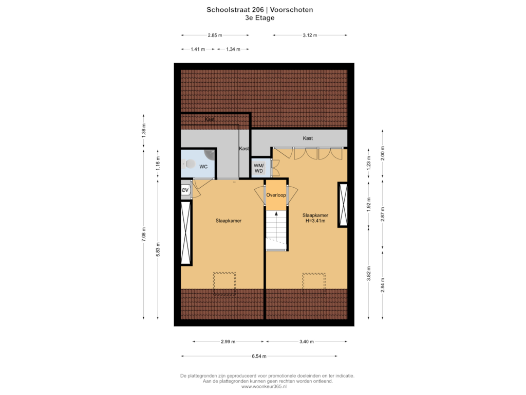 Bekijk plattegrond van 3e Etage van Schoolstraat 206