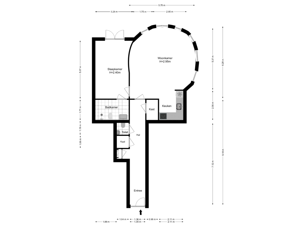 View floorplan of Appartement of Christoffelhof 7-A