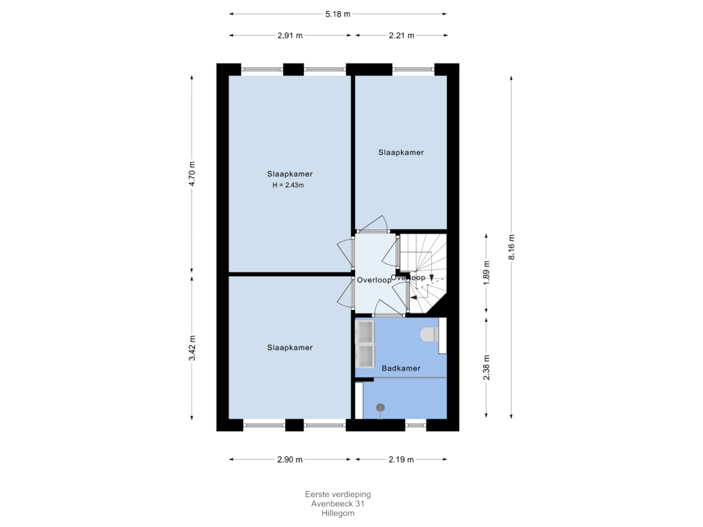 Bekijk plattegrond van Eerste verdieping van Avenbeeck 31