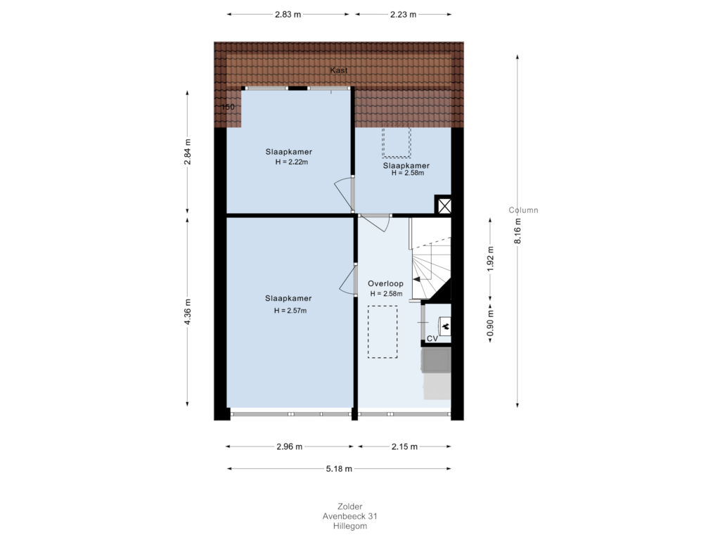 Bekijk plattegrond van Tweede verdieping van Avenbeeck 31