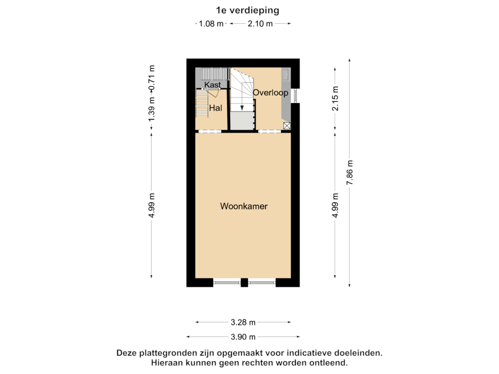 View floorplan of 1e verdieping of Hoogstraat 143